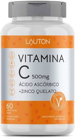 Vitamina C 500mg + Zinco 7mg 60 Cps Vegano | Lauton