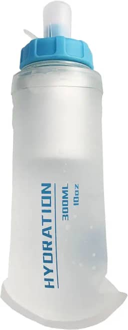 AFISHTOUR Frasco macio dobrável com filtro – garrafa de água leve – 300 ml para corrida em trilha, caminhadas, viagens, ciclismo e pesca; livre de BPA (branco transparente)