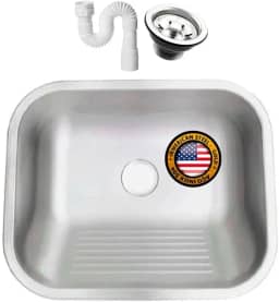 Tanque Inox Lavanderia 50X40x23 Fosco Acetinado - Sobrepor E Embutir + Válvula + SiFão