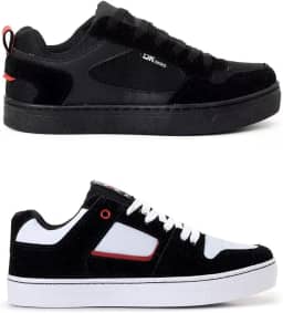 Kit 2 Pares Tênis Preto Branco Skate Skatista Casual Unissex