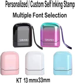 Carimbo feito sob encomenda do auto do professor do escritório mini nome personalizado para a assinatura do scrapbooking Carimbo fotossensível retangular profissional de, selo pessoal (Rosa)