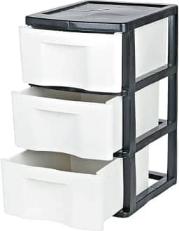 Gaveteiro com 3 Gavetas Grande Preto e Branco São Bernardo