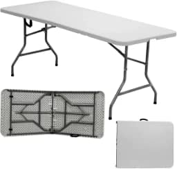 Mesa Dobrável Portátil 1,80m com Alça – Vira Maleta, Ideal para Camping, Jardim, Pesca, Área Interna e Externa