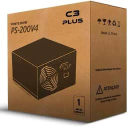 C3Tech - Fonte 200W ATX 20+4 Pinos PS-200V4 Cooler de funcionamento silencioso embutido, protecao interna contra Curto-Circuito, sobre tensao, sob corrente e sob potencia, Prata