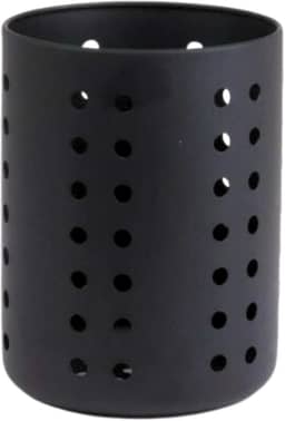 Porta Utensílios De Cozinha 10cm x 12,5cm Escorredor De Talheres Suporte De Talheres Em Inox Redondo Organizador De Pia Suporte Vazado Para Espátulas Colheres Conchas (Preto)