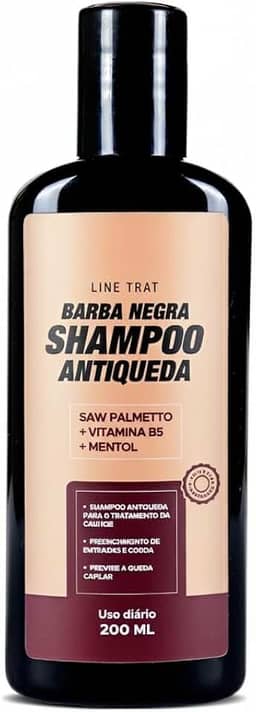 Barba Negra Shampoo Antiqueda com Saw Palmetto e Cafeína – Estimula o Crescimento Capilar e Reduz a Queda – 200ml