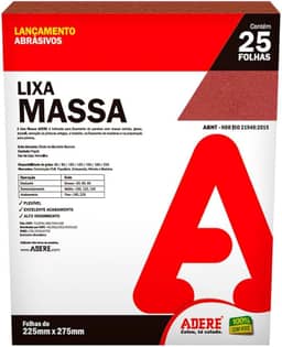 Folha Lixa massa Papel Vermelha Adere Lma180 225mmx275mm - 25 Folhas