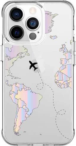 Capa Capinha Anti Impacto para Iphone 11, 12, 13, 14, 15 e suas variações Modelo Mapa Mundi Gradiente (Iphone 14)