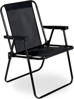 Cadeira Praia Alta de Aço Piscina Lazer 110kg Lillos Pet (Preto)