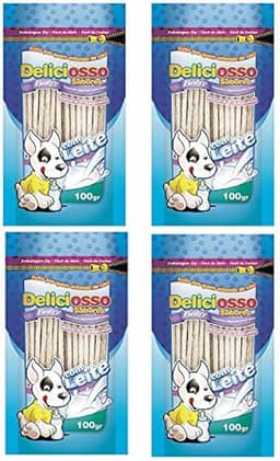 4 un Osso Deliciosso Baby Palito Fino Leite para Cães Filhotes Ossinho para cachorro filhote - 100 g