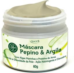 Máscara Facial Pepino & Argila Com Alga Marinha e Proteina de Arroz - Adstringente e Clareadora 60g