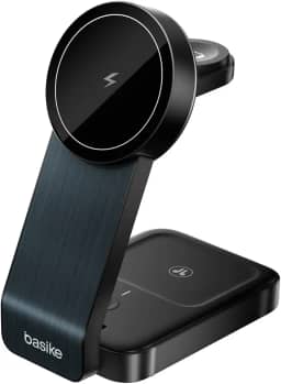 Carregador Sem Fio 3 em 1 15W Dobrável Rápido, Estação Indução Wireless, Compatível com iPhone, iWatch e AirPods, WXC149-preto