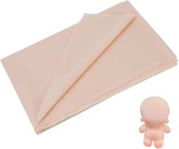 FINGERINSPIRE Tecido de tom de pele de 1,09 m de largura, cor bege antigo, tecido de pele para confecção de bonecas, poliéster, brilhante, tecido de pele de boneca, para costura, roupas, bolsas,