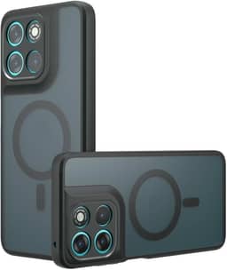 Capa magnética para Moto G67 Power 5G [compatível com acessórios Magsafe] Capa protetora à prova de choque traseira fosca translúcida, preta fosca