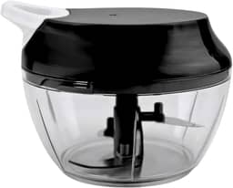 Processador de Alimentos Grande 500ml Triturador Com Três lâminas Em Inox Manual Acionamento Por Corda Retrátil (Preto)