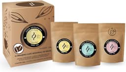 Kit Café Sensorial Premium 300g Café Blends do Brasil Aromas 100% Naturais Sabores Exclusivos: Manhã Frutado Tarde Cítrico e Noite Floral Descafeinado Embalagem Premium com 3 Sachês de 100g Cada para Diferentes Momentos (300 gramas, Grãos)