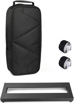 Pedaleira para guitarra e baixo pedal pequeno mini pedaleira com bolsa de transporte, 2 peças de fita para pedais 38 x 12,7 cm