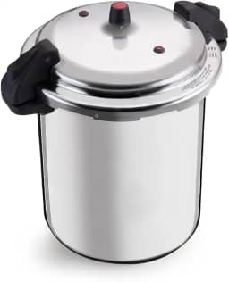 Panela De Pressão Polida 24 Litros com Fechamento Externo, 02 Válvulas De Segurança – Alta Capacidade e Segurança, Menor Tempo De Cozimento