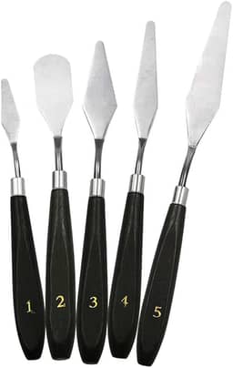 5X Pintura Raspador Espátula Flexível Conjunto, Conjunto de facas de paleta de aço inoxidável para aplicação de pintura a óleo, tinta acrílica, cobertura de bolo