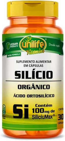 Silício Orgânico Ácido Ortosilícico 100mg Selo Siliciumax 30 Cápsulas Vegano Unilife