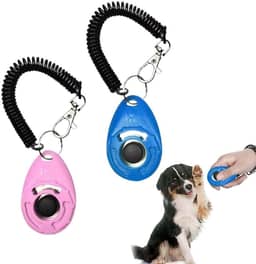 Clicker de treinamento de cães leve e durável com alça de pulso ajustável – pacote com 2 clickers de treinamento de animais de estimação para cães, filhotes, gatos, pássaros e cavalos, ferramenta de
