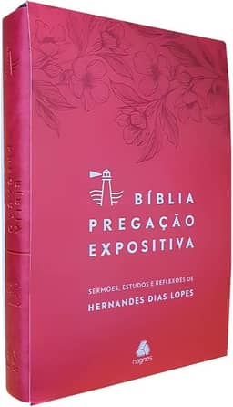 Bíblia Pregação Expositiva | RA | PU luxo rosa Flores: Feminina