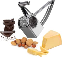 Ralador Manual em Aço Inox Premium, Compacto e Ergonômico, Alta Durabilidade, Manivela, Ideal para Queijo, Chocolate e Nozes, RESISTENTE