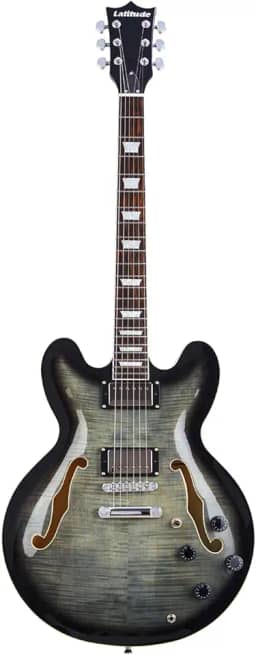 Latitude Guitarra SE-1819 Semi Oca 6 Cordas 22 Trastes Guitarra Elétrica Dupla Captadores Humbucker Guitarra Jazz Destro em Preto com Partes Douradas