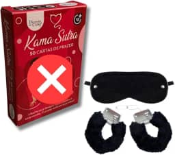 Kit Jogo de Cartas para Casais 50 Unidades com Algema com Pelúcia e Venda para Olhos