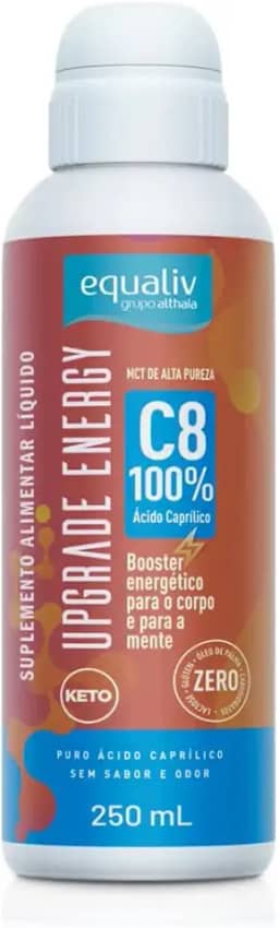 Suplemento Alimentar MCT C8 100% Alta Pureza Energia Ácido Caprilítico Líquido UpGrade Energy 250 mL Equaliv