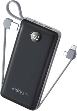 Power Bank, Carregador Portátil de 20000mAh com Carga Rápida, Múltiplas Portas, Design Leve e Proteção Inteligente para Dispositivos iOS e Android/USB/Type-C/Preto/(KV-P204-‎Preto)