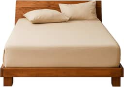 Decolab Jogo de Lençol 100% Algodão Premium Extra Macio - Roupa De Cama Antiácaro, Inclui Lençol Com Elástico (Forro) E Fronhas (Bege, Queen Simples)