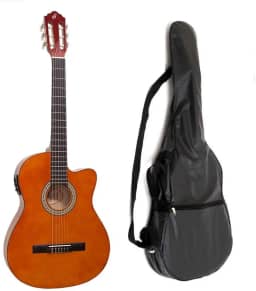 Kit Violão Elétrico Nylon Cutway Nf-14 Giannini Natural c/Equalizador e Afinador + Capa + 3 Palhetas