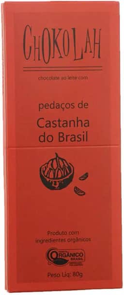 Chocolate ao leite com pedaços de castanha do Brasil CHoKolaH 80g