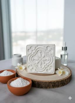 Sabonete artesanal Dolomita, Argila branca, Leite de arroz em pó. Contribui para uma pele com aspecto mais uniforme e revitalizado. 100 Gramas