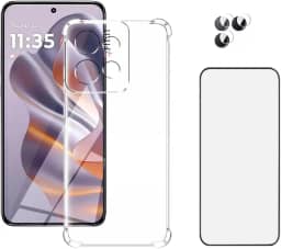 Kit Capa Anti Impacto para Moto G75 com Película 5D e Película para Lente de Câmera