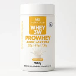 Whey Protein 3w Nutra Gold Zero Lactose Pote 900g com 32g de Proteina por dose (900, Leitinho)