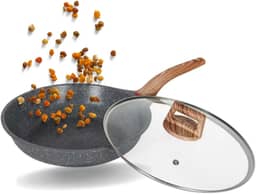 Frigideira com Tampa Antiaderente Cerâmico Frita Sem Óleo 28cm Não Gruda Fogão Indução/Gás