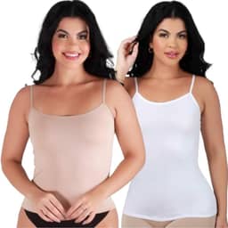 Kit 2 Regatas Alça Fina Feminina Camiseta Segunda Pele Anágua Underwear Conforto Não Marca