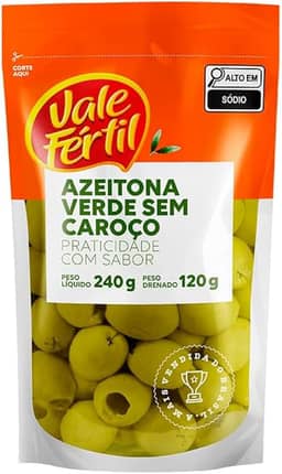 Vale Fértil Azeitona Verde Em Conserva Sem Caroço Sachê 120G