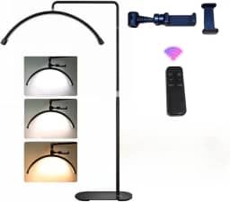 Luminária Led Ring Light Estetica 3 Tons Ajustavel Meia Lua luminária lua Limpeza De Pele Salão F16(Preto)