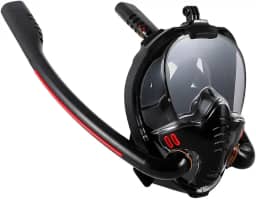 Máscara de Mergulho Profissional Full Face Snorkel Duplo, com suporte para câmera. Garantia de vedação ideal, sem entrada de água, para mergulhos e aventuras subaquáticas.