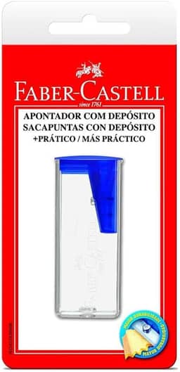 Apontador com Deposito Plástico, Faber-Castell, SM/060124ZF, Cores Sortidas,Multicor