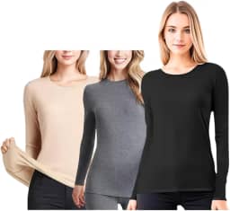 Kit 3 Blusa Térmica Manga Longa Feminina Peluciada Inverno