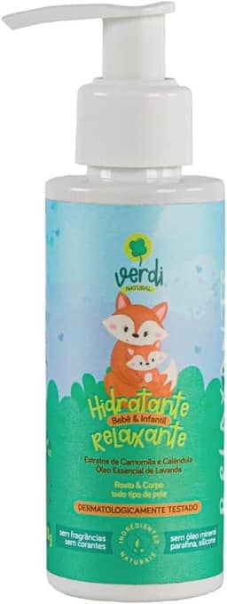 Loção Hidratante Relaxante Corpo Rosto Vegano Ingredientes Naturais Bebê Infantil Verdi Natural