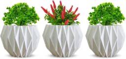 Kit 3 Vasos Decorativos Origami para plantas suculentas - Enfeite Sala Rack Quarto (Branco)