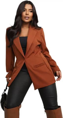 Blazer Feminino Alfaiataria Alongado Social Terninho