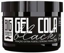 Gel Cola Black Big Barber 300g - Pigmentado Preto, Fixação Extra Forte, Cobre Cabelos Brancos, Modelador Masculino
