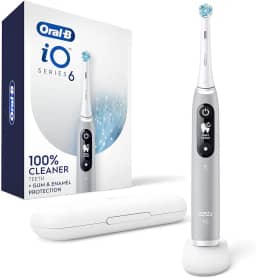 Oral-B Escova de dentes elétrica recarregável iO Series 6 com sensor de pressão visível para proteger as gengivas, temporizador de 2 minutos, 5 configurações de limpeza, 1 cabeça de escova de dentes