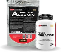 Kit Albumin Protein 500g + Power Creatina 300g - BODYBUILDERS (Médio, Chocolate)